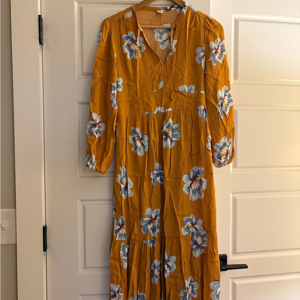 Old Navy Mustard Floral Long Sleeve Dress